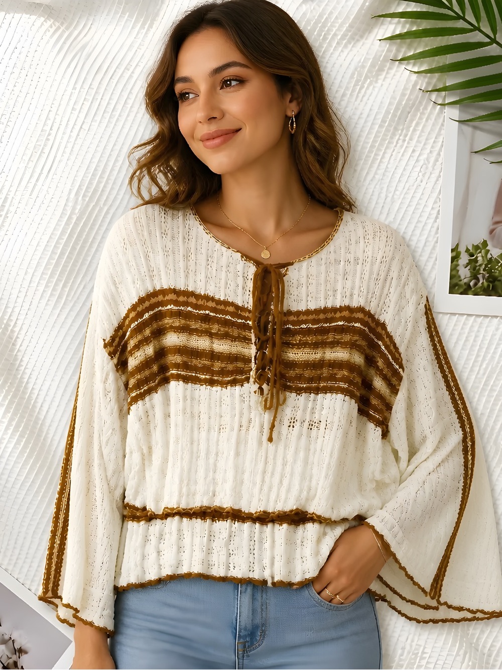 Free People Marina Bay Lace Up Sweater XS